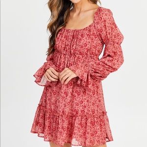 Altard State pink and red size medium long sleeve dress